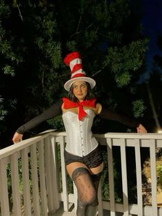 Cute Cat In The Hat Costume, Platinum Blonde Halloween Costumes, The Cat In The Hat Costume, Bar Outfits Midsize, Cat In The Hat Halloween Costumes, Scandalous Halloween Costumes, Cat In The Hat Costume Women's, Diy Hot Halloween Costumes, Black Woman Costume