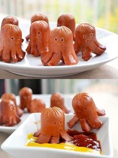 there are many little elephants on the plate