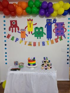 a birthday party with colorful balloons and decorations