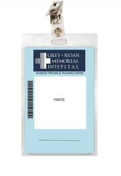 a badge with a clip on it that says grey - sloan memorial hospital hospital photo