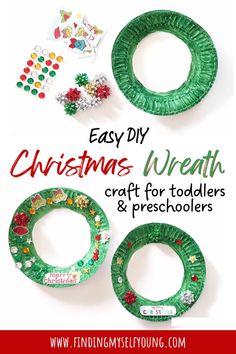 paper plate christmas wreath craft for toddlers and preschoolers with instructions to make them