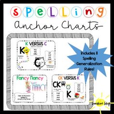 the spelling anchor chart with words and pictures