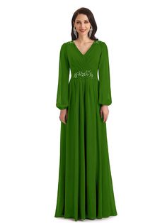 moss Green Embellished Chiffon Dress, Green V-neck Chiffon Dress For Wedding, Green V-neck Chiffon Evening Dress, Embellished Chiffon Dress, Green V-neck Chiffon Party Dress, Elegant Green Flowy V-neck Dress, Embellished Flowy V-neck Dress, Elegant Green V-neck Chiffon Dress, Elegant Green Chiffon V-neck Dress