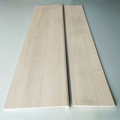 two pieces of wood sitting next to each other on top of a white countertop