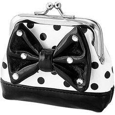 Retro Purse, Dot Dot, Black N White, Black & White, Coin Purses, White Polka Dot