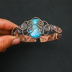 ad eBay - Turquoise Gemstone Copper Wire Wrapped Handmade Cuff Bangle Jewelry - Buy Now, click the link (eBay) Jewelry Tutorials Free, Wire Wrapped Jewelry Tutorials, Wire Wrapped Bangles, Bangle Jewelry, Wire Bangles, Handcrafted Artisan Jewelry, Bangles Jewelry, Cuff Bangles, Turquoise Gemstone