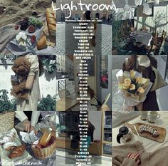 a collage of photos with food and words describing the different types of lightrooms