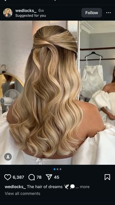 Bridal Half Up Half Down, Bridemaids Hairstyles, Hairstyles Blonde, Hair Half Up, Bridal Hair Inspiration, Graduation Hairstyles, Blonde Hair Inspiration