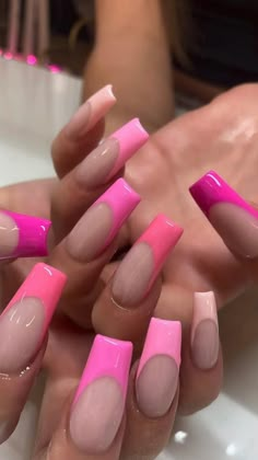 Pink French Acrylics, Acrylic Nails Short Square, Wolverine Nails, Acrylic Nails Short, Pink Nail Inspo, French Acrylics, Nails Short Square, Drip Nails, Homecoming Nails Acrylic