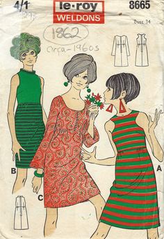 an old fashion sewing pattern with two women wearing dresses and one woman holding flowers in her hand