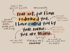 a handwritten bible verse with the words, i have called you by your name