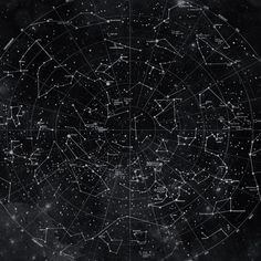 the stars in the night sky are arranged on a black background with white dots and lines