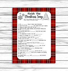 a printable christmas song is shown on a wooden background with the words finish the christmas song