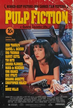 Best Drama Movies, Quentin Tarantino Pulp Fiction, Quentin Tarantino Films, Vintage Films, Tarantino Films, Film Vintage, Buku Harry Potter, Best Movie Posters, Fiction Movies