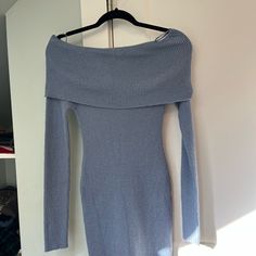 Gorgeous Knit Dress From Klesis. Retails For $65. Never Even Worn To Try On. Selling For $20 + Ship But Open To Offers. Off The Shoulder / Bardot Top. Please Note: The Last Picture Is A Similar Top (Not The Dress) From The Same Brand For Price Reference. Winter Light Blue Stretch Dresses, Light Blue Mini Dress For Winter, Chic Blue Stretch Sweater Dress, Chic Blue Long Sleeve Sweater Dress, Blue Midi Sweater Dress For Spring, Light Blue Mini Length Winter Dress, Blue Knee-length Knit Dress, Blue Knit Midi Length Dresses, Blue Knit Party Dress