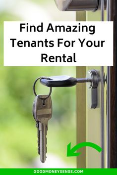 an open door with the words find amazing tenants for your rental on it's side