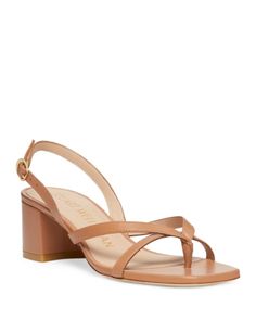 Stuart Weitzman Women's Oasis Strappy Slingback Block Heel Sandals Strappy Slingback Sandals With 4-inch Heel For Summer, Evening Slingback Sandals With Square Toe, Medium Width, Summer T-strap Slingback Sandals With Buckle Closure, Synthetic T-strap Slingback Sandals For Beach, Synthetic Slingback Sandals With 4-inch Heel, Black Sandals Heels, Pink Heels, Block Heels Sandal, Strappy Heels