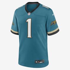 Rep your team and favorite player with the NFL Jacksonville Jaguars Jersey. Proper ventilation and a loose, roomy fit help keep you comfortable on game day. Travis Etienne, Man Games, Nike Nfl, Jacksonville Jaguars, Football Games, Football Jersey, Football Jerseys, Game Day, Jaguar