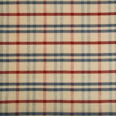 a checkered fabric with red and blue stripes