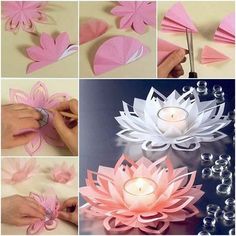 paper flowers and candles are being made