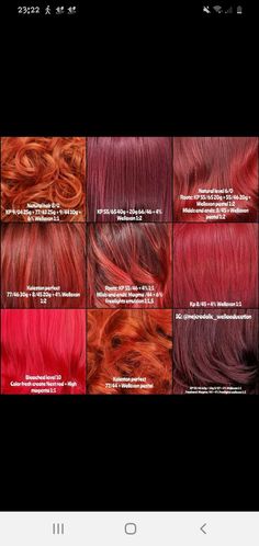 Wella Color Formulas Copper Red Hair, Dark Red Hair Color, Copper Red Hair, Redken Hair Color, Shades Of Red Hair