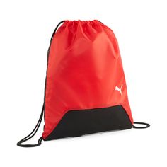 Puma TmGOAL Gym Sack. Small, lightweight bag for hands-free transport of your training gear or other items String shoulder straps. 100% Polyester. Nylon Sports Bags, Nylon Gym Bag For Sports, Nylon Casual Gym Bag For Sports, Sporty Nylon Bags For Training, Sporty Nylon Training Bag, Red Nylon Gym Bag, Red Nylon Bag For The Gym, Sporty Red Gym Bag, Functional Nylon Bag For Sport