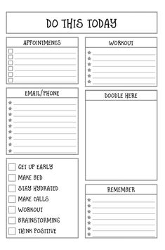 the printable to do list is shown in black and white, with text that reads do this today