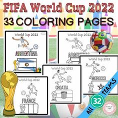 soccer coloring pages for the world cup, with an image of a ball and trophy