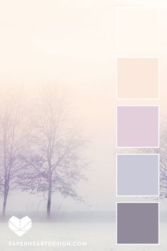 the color palette is pale and soft, with some trees in the background on a foggy day