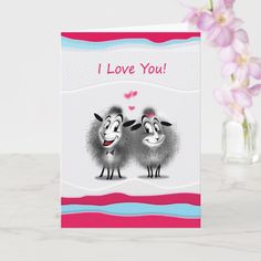 Happy Valentine's Day! I Love  You! Cute Sheeps Card