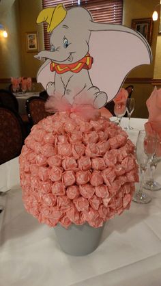 an elephant centerpiece on top of a table