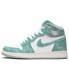 Sporty Turquoise High-top Sneakers, Turquoise Sneakers For Streetwear With Round Toe, Turquoise Round Toe Sneakers For Streetwear, Turbo Green, Teal Leather, Wings Logo, Air Jordan 1 Retro High Og, Air Jordan 1 Retro High, Air Jordan 1 Retro