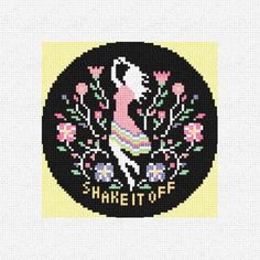 a cross stitch pattern with an image of a woman and flowers