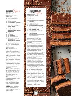 a recipe book with chocolate brownies on it