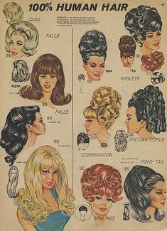 vintage advertising library. | Retro hairstyles, Vintage hairstyles, 1960s hair Vintage Hairstyles Drawing, Vintage Hair Magazine, Vintage Hair Aesthetic, 60 Hairstyles Vintage, 70s Advertisements, 1960’s Hairstyles, 70's Hairstyles