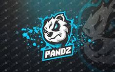 the logo for pandaz is shown on a dark background with blue and black dots