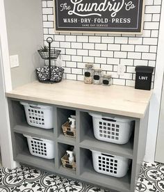 the laundry room is clean and ready to be used as a washroom or office