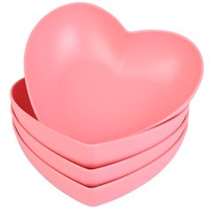 three pink heart shaped bowls stacked on top of each other