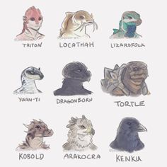 an image of different types of animals with names in each one's head and body