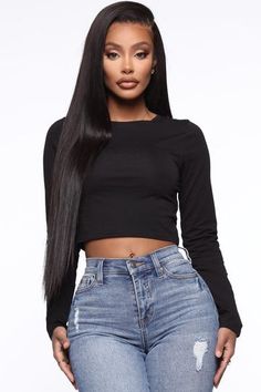 No Brainer Long Sleeve V Neck Tee - White, Basic Tops & Bodysuits | Fashion Nova Bodysuit Fashion, Fashion Nova Tops, Loungewear Women, Long Crop Top, Short Sleeve Cropped Top, Womens Loungewear, Basic Tops, Shop Maxi Dresses, Blouse Black