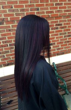 Black Hair With Purple Tint Dark, Dark Purple Hair With Black, Black Hair With Purple Tint, Violet Black Hair Color, Plum Black Hair, Black Hair With Purple Highlights, Black And Purple Hair