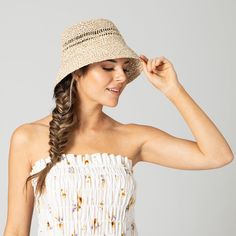 The temps are up and the style is on. Set the trend this season with our bucket sun hat. Made with a ventilated crown for an all day comfort fit. Features: 2.75" brim 100% paper Ventilated Crown Women's one size Raffia Hat, Bandana Hairstyles, Cold Drink, Brand Collection, Brim Hat, Cozy Knits, Sunny Day, Hat Sizes, Sun Hats