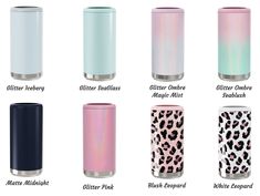 the different types of canisters are shown in various colors and designs, including pink, blue, green, white, black, silver, and leopard print