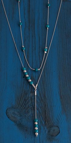 Y necklace Long Lriat Necklace Turquoise necklace Set of 2 Dainty Silver Necklace, Layering Necklaces, Y Necklace, Necklace Turquoise, Necklace Long, Necklace Dainty, Multi Strand Necklace, Drop Necklace, Delicate Necklace