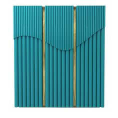 a blue wall with two wooden sticks sticking out of it's sides and the bottom section