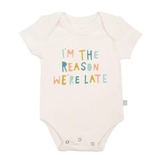 Shop the Toddler Lap Bodysuit - Reason We Are Late at Finn + Emma, where we bring you modern, 100% organic clothes and toys for baby. Our products are all non-toxic and ethically produced. Organic Clothes, Cricut Baby, Cadeau Baby Shower, Organic Baby Clothes, Organic Clothing, Organic Baby, Tulum, First Day