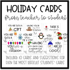 the holiday cards for students to use in their classroom