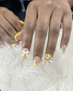 Yellow Nails Short, Nextgen Nails, Acrylic Nail Set, French Acrylic Nails