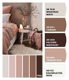 a bedroom color scheme with neutrals and browns in shades of brown, pink, and white