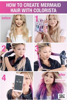 Get the mermaid hair of your dreams with Colorista! Mix and match colors to achieve your desired effect. Must have light hair. Follow our step-by-step how-to! #buenosproductos Hair Lights, Semi Permanent Hair Color, Hair Color Pastel, Match Colors, Permanent Hair Color, Mermaid Hair, Light Hair, Cool Hair Color, Grunge Hair